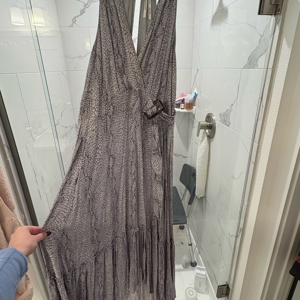 Elegant Gray Snake Print Dress